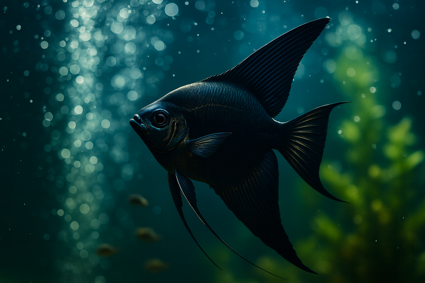 Black Angelfish - Jet Black Pterophyllum scalare (Elegant Freshwater Cichlid)